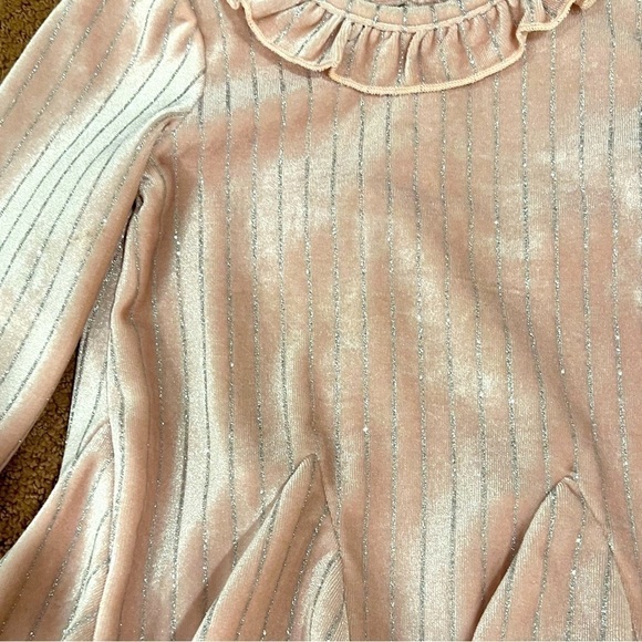 Habitual Girl 12 Month Pink Faux Suede Dress with Silver Sparkle Stripes - Picture 2 of 5